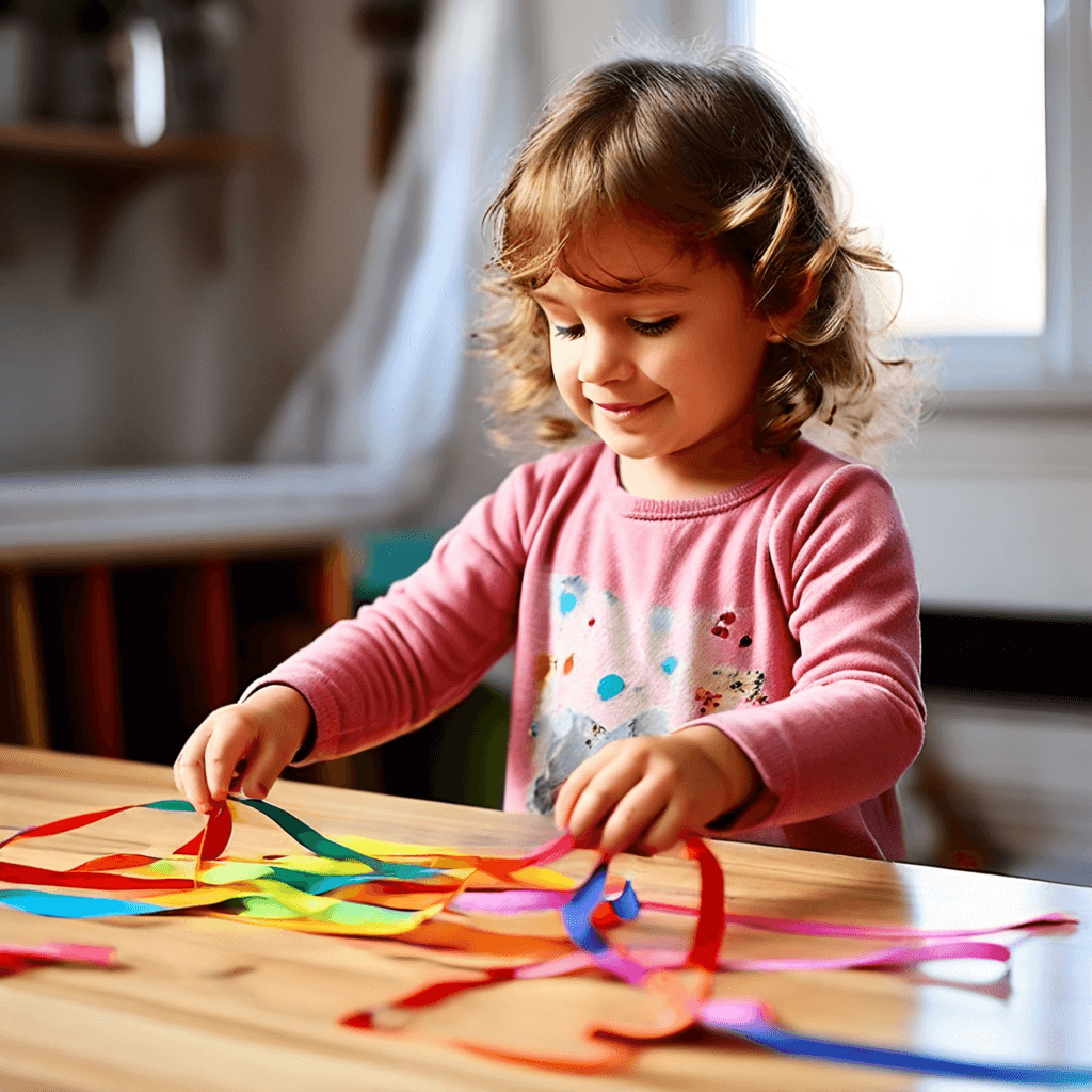 Necesitarás una tabla de madera con agujeros y varios lazos de diferentes colores; Anima a tu hijo a pasar los lazos por los agujeros, utilizando ambas manos de manera coordinada. para el buen desarrollo de habilidades de motricidad finas en niños en Engativá