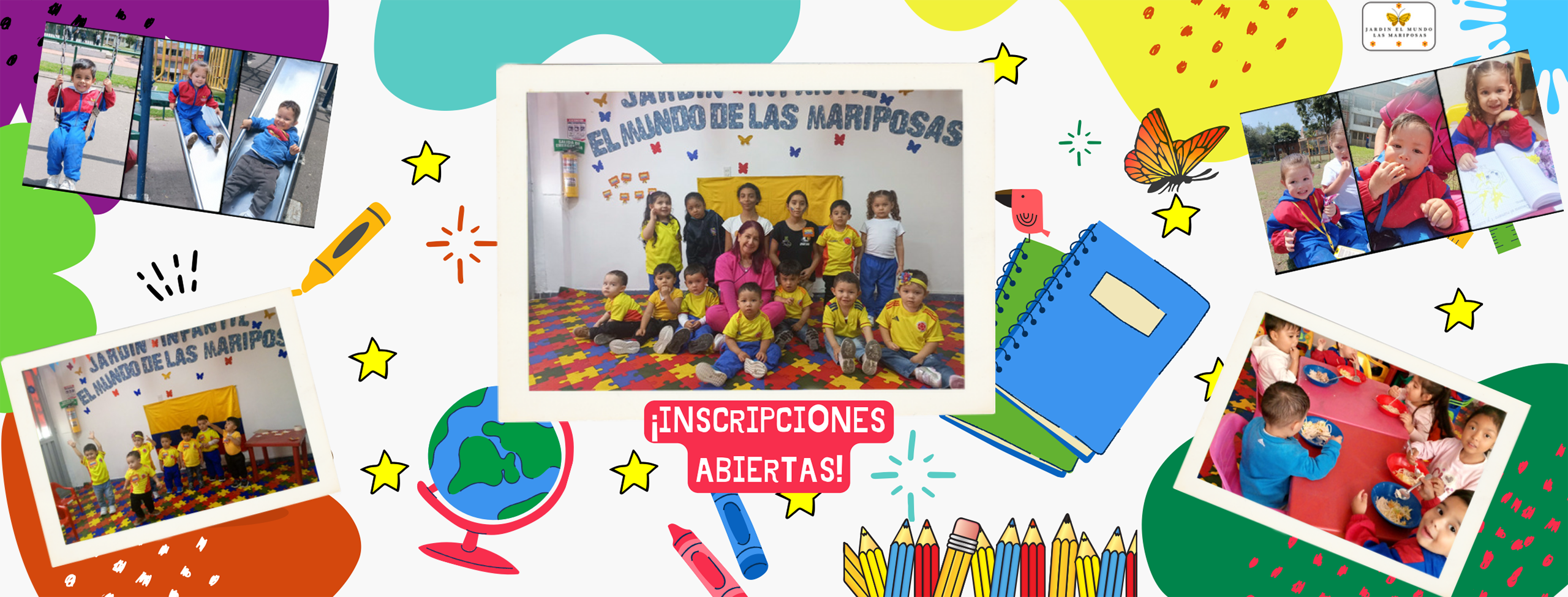 Jardín Infantil El Mundo de las Mariposas en Engativá - Educación Montessori con inscripciones abiertas, mostrando actividades lúdicas y desarrollo infantil